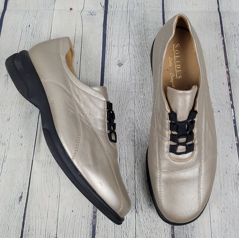 SOLIDUS | metallic leather lace-up orthopedic comfort shoes